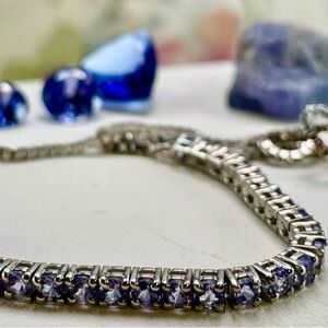3.5ct Tanzanite Silver bracelet 925 Adjustable